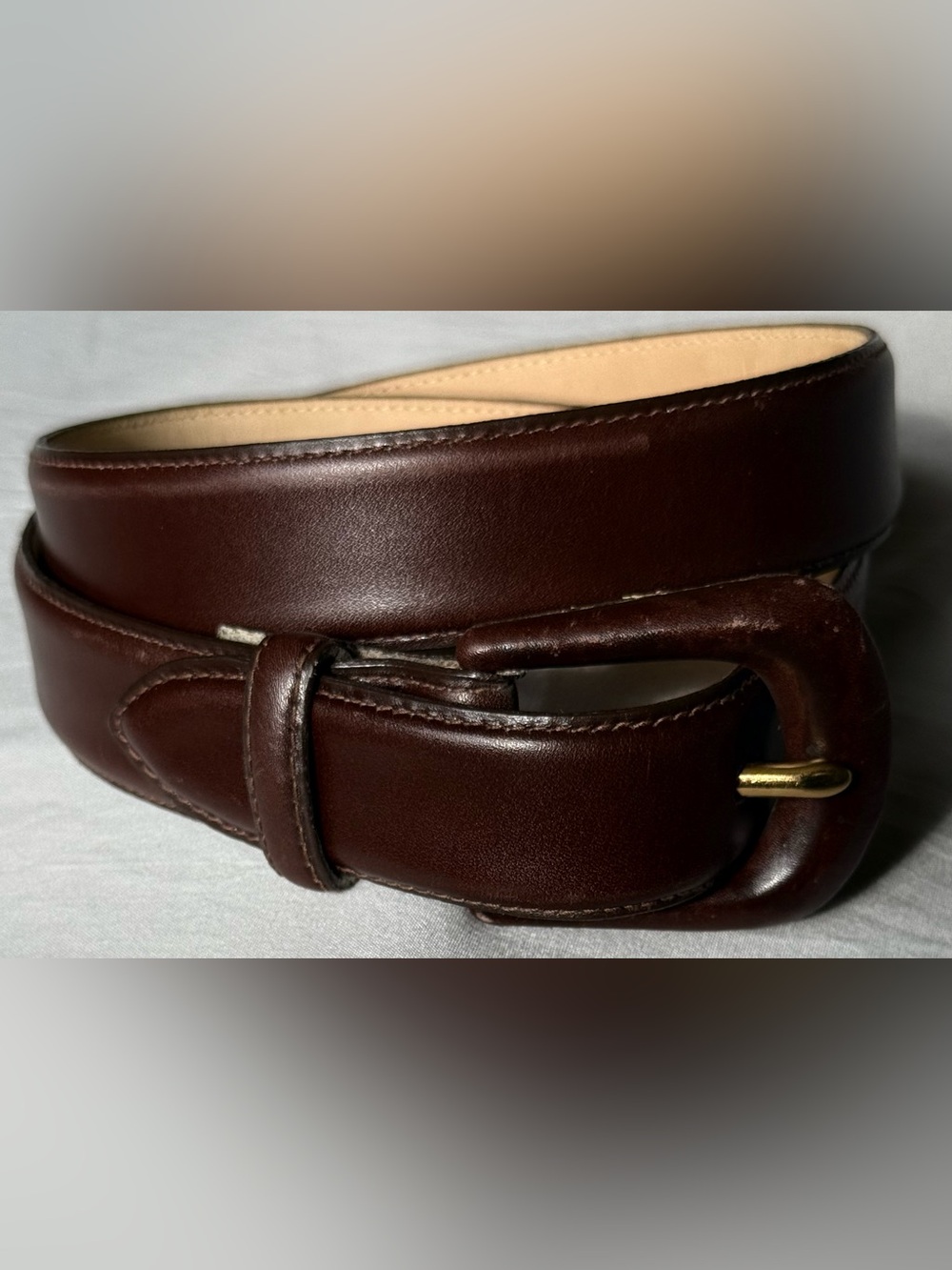 Women’s Neiman Marcus Dark Brown Italian Calfskin Belt w/ Curved LeatherBuckle